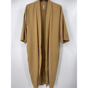 Jesse Kamm Kimono Womens Size M/L Tan Cardigan Open Front Pockets READ